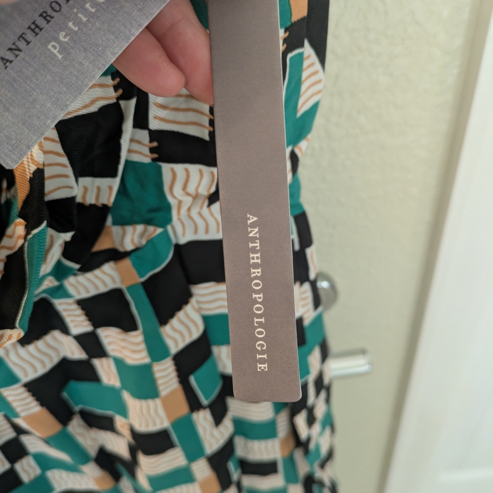 NWT - Anthropologie Asymmetrical Dress in Teal and Black - Picture 5 of 11